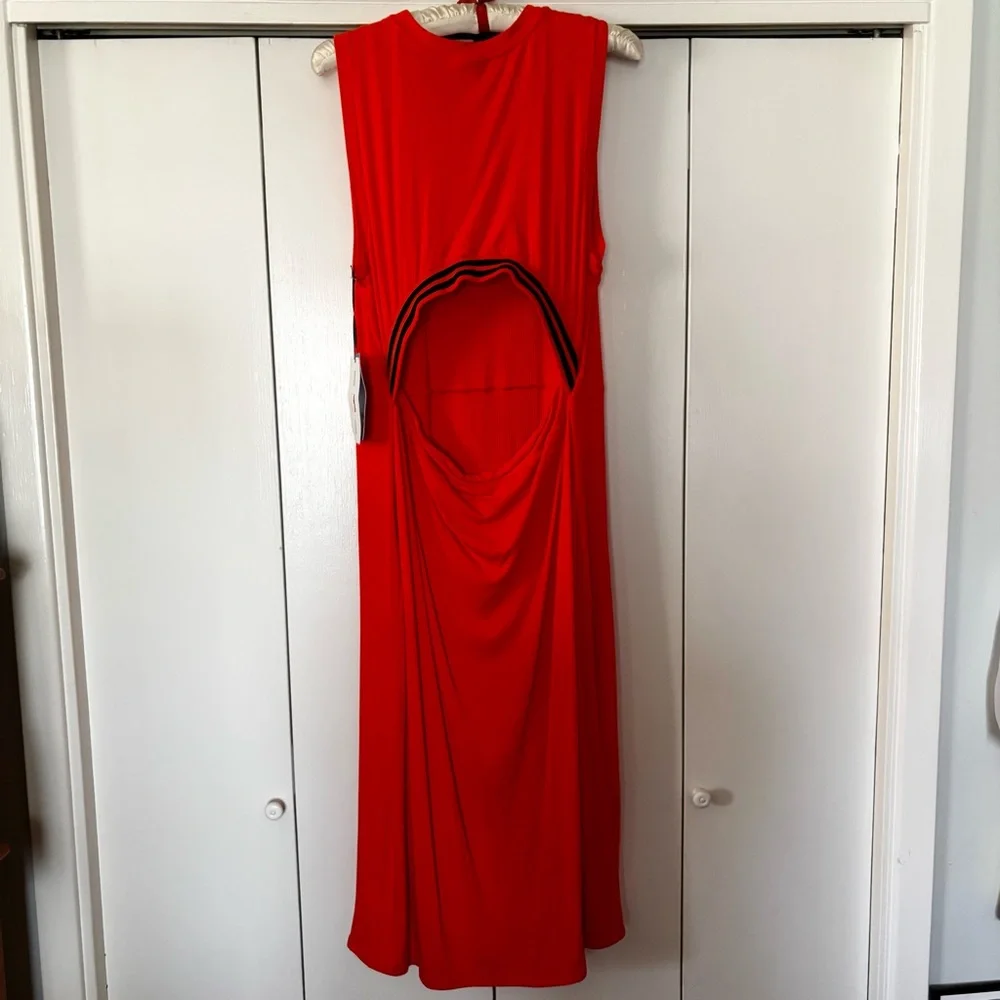 NWT Future Collective Red Orange Midi Dress Open Back Cutout XL 1X Casual - Picture 3 of 10